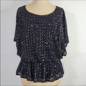 Alex Evenings Sequin Blouse Medium=(6-8) NWT‎